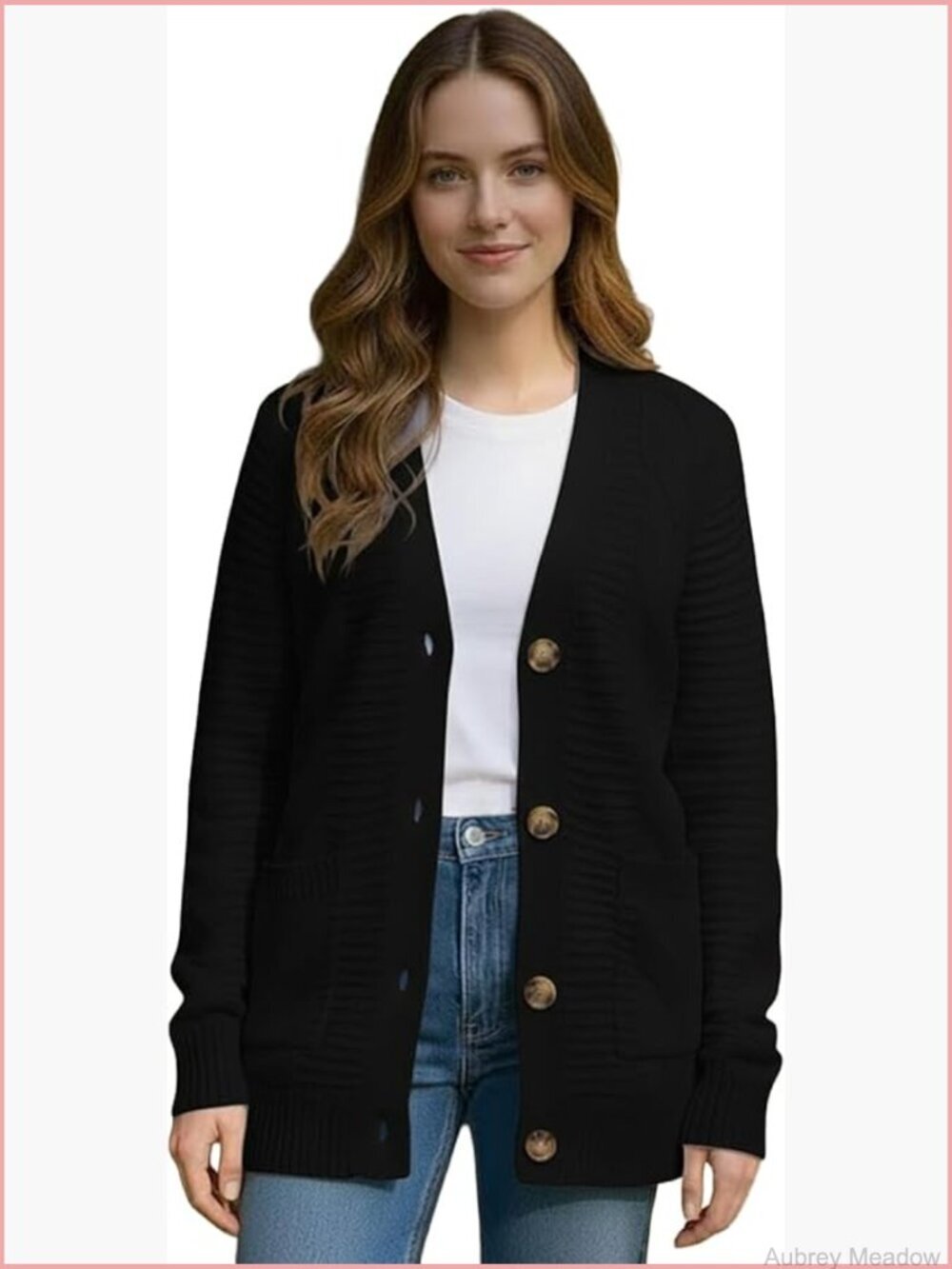 Casual Slim Fit Cardigan Sweater Long Sleeve Button Down Mid Length